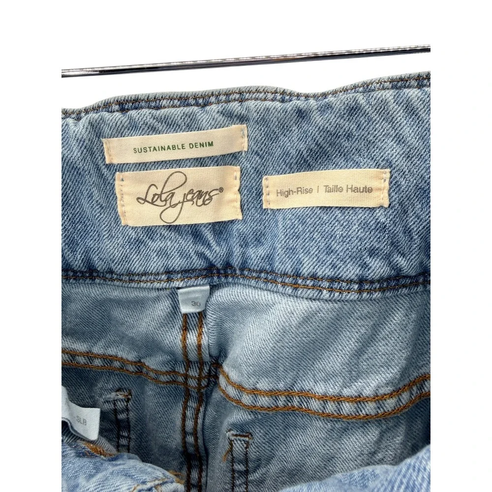 Lola Reese Jeans High‎ Rise Wide Leg Crop Jeans Light Wash Belted Womens Size 30